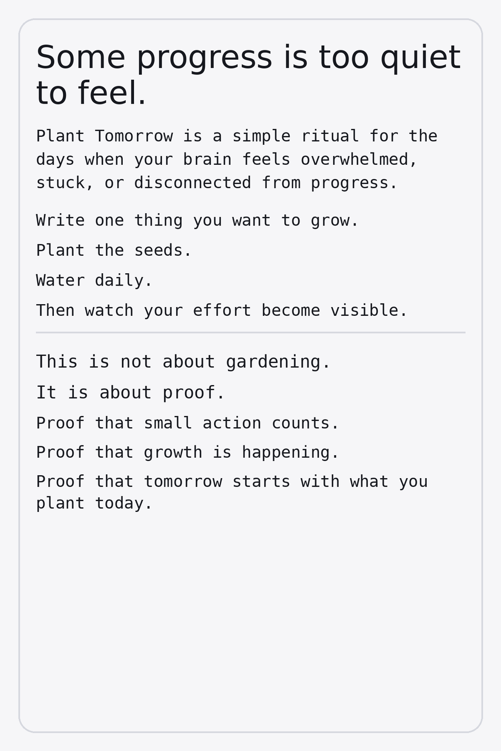 Plant Tomorrow - ADHD tracker/mindfulness